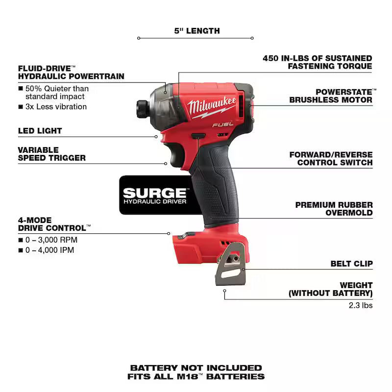 18-Volt Lithium-Ion Brushless Cordless 1/4 in. Hex Impact Driver T87543