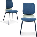 Blue Upholstered Dining Chair with Iron Legs Set of 2 B3695