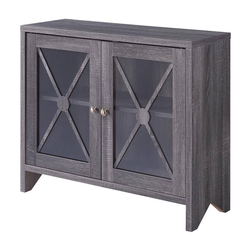 Distressed Gray Wood Accent Storage Cabinet Y71786