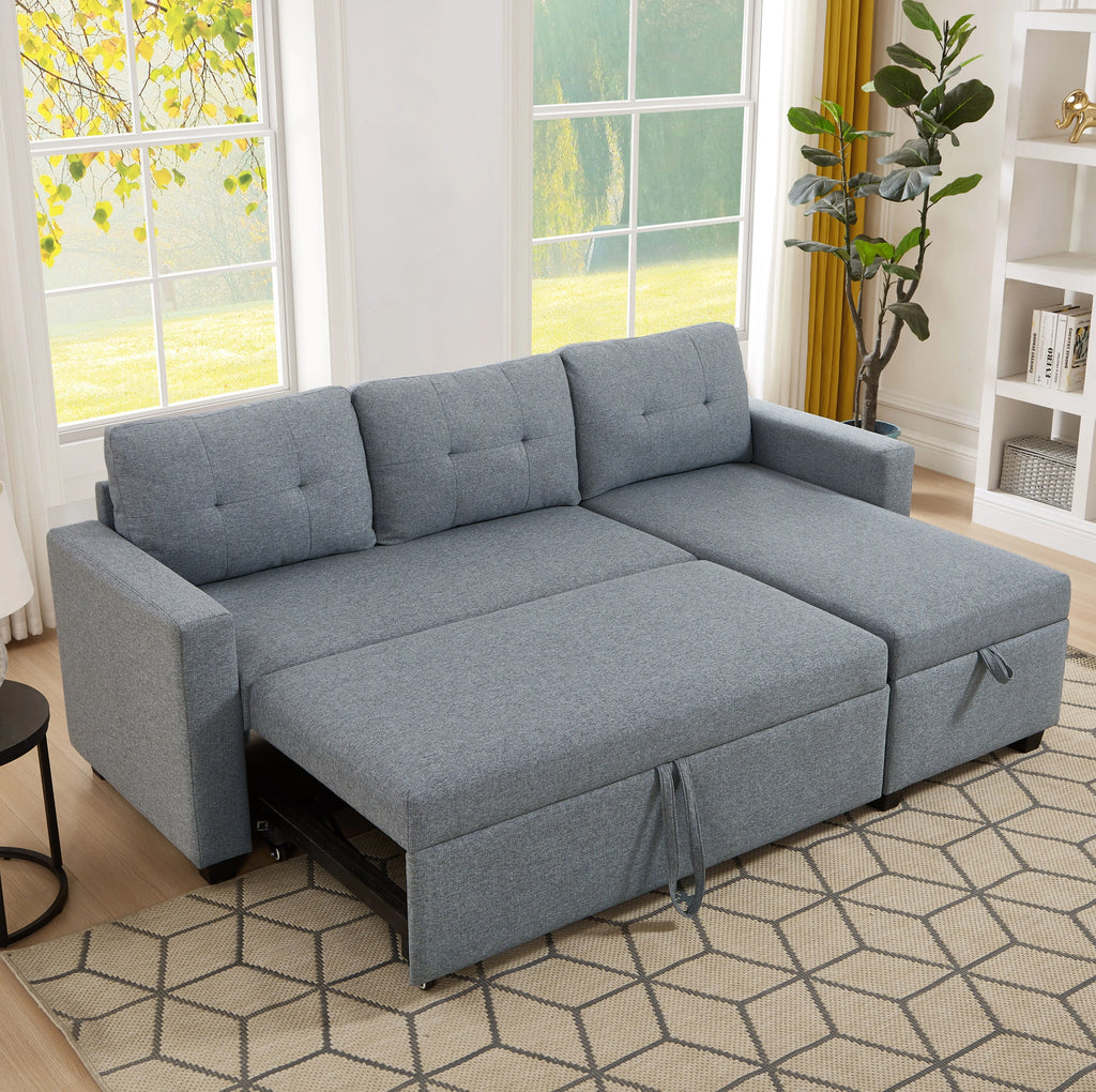Linen Brown Convertible Sectional Sofa Q946957