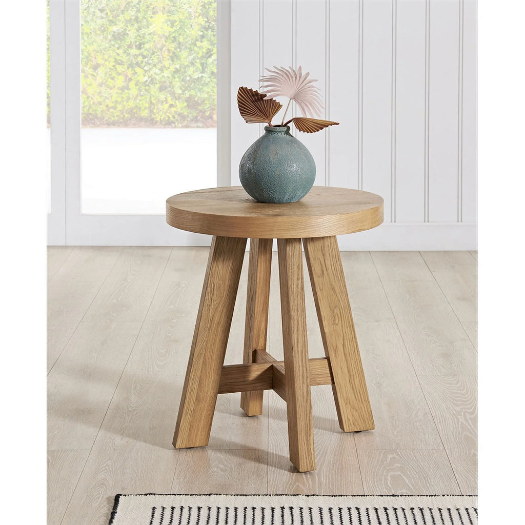 Round Wood End Side Table A2528