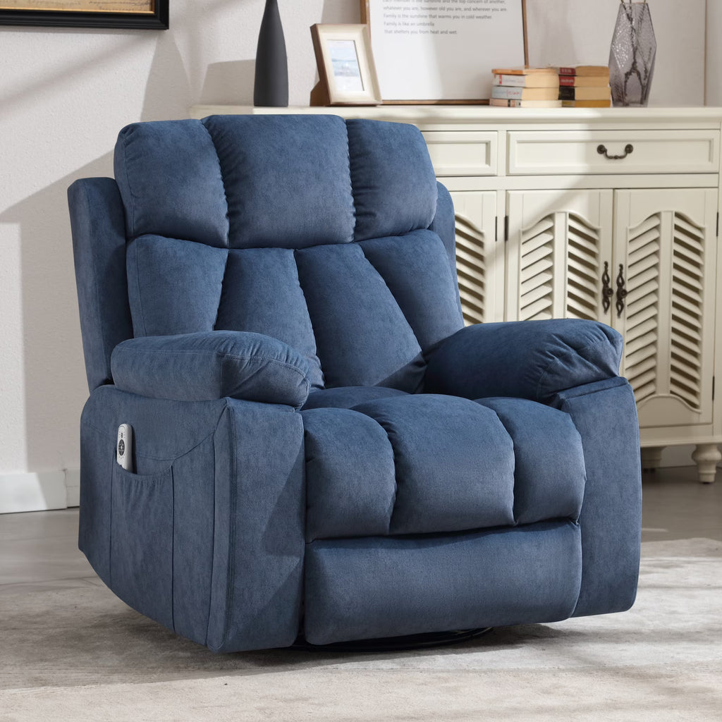 Blue Recliner Chair with Massage and Heat U179624