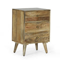 Handmade Mango Wood 3 Drawer Nightstand M688