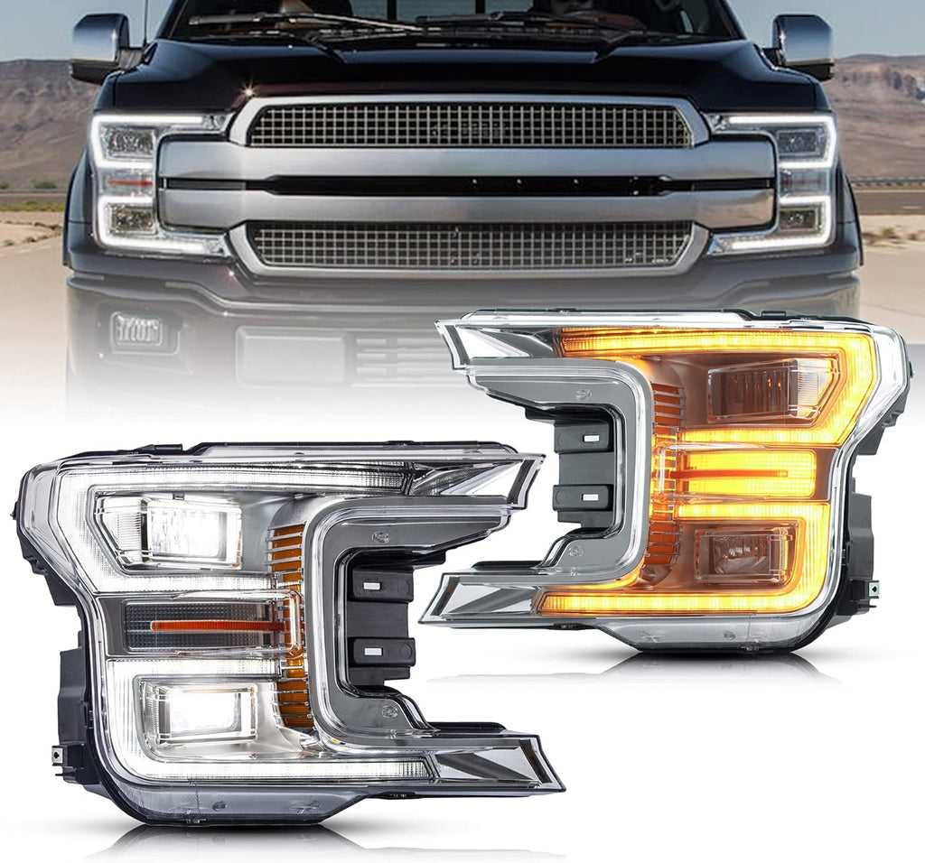 Black Housing LED Headlights with Sequential Turn Signal U472