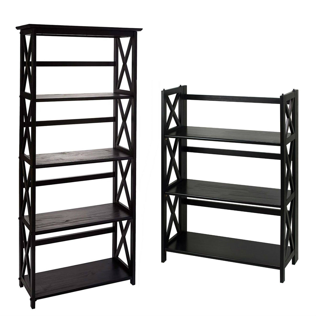 5-Shelf Bookcase with 3-Shelf Folding Bookcase H7450