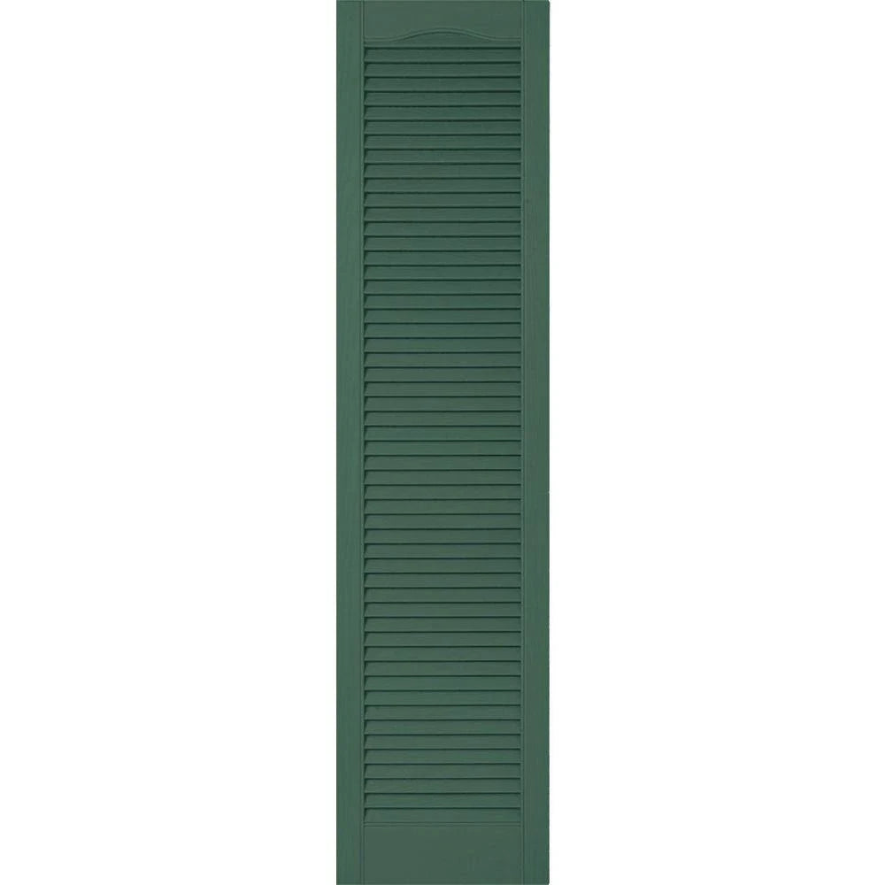18 inchw x 86 inchh Vinyl Cathedral Top Louver Shutters, Per Pair, Forest Green R895908