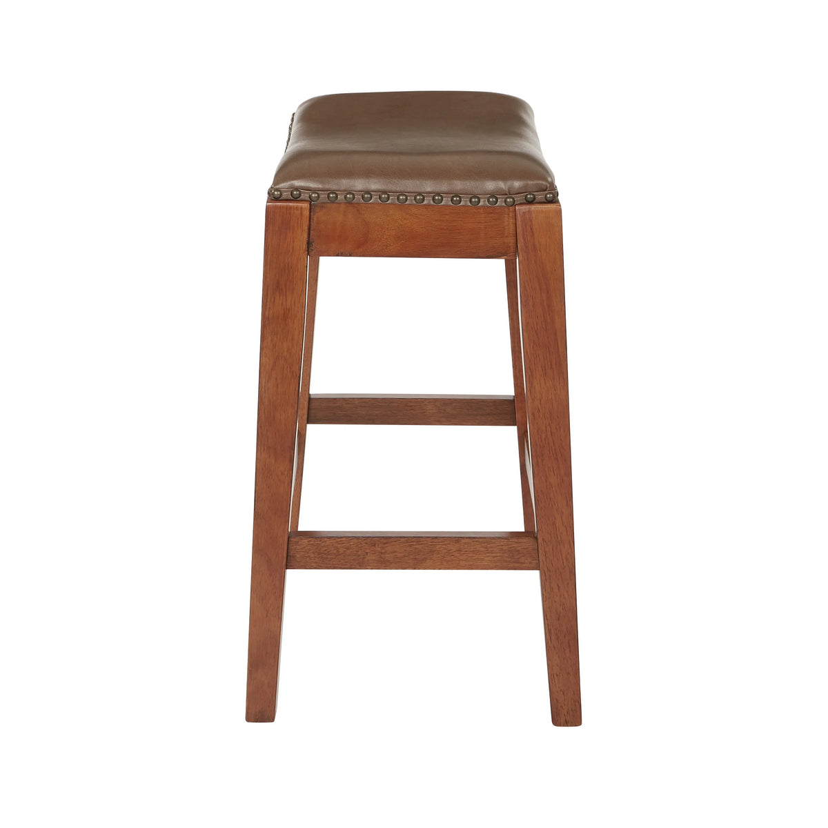 Saddle Stool with Espresso Finish Legs and Molasses Bonded Leather H91134