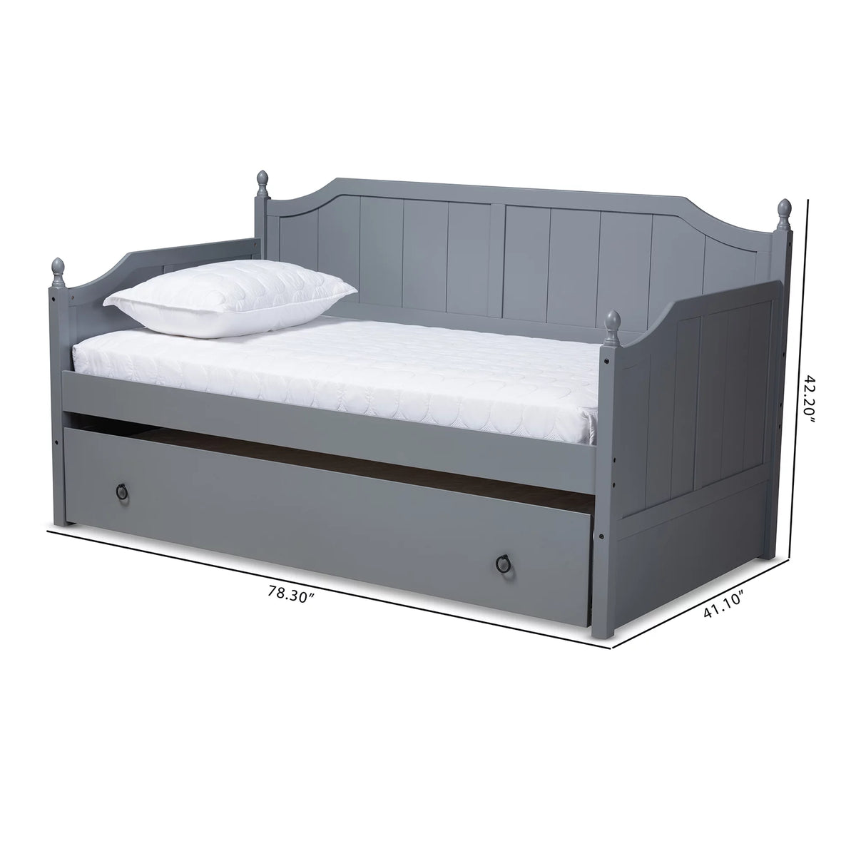 Grey Wood Twin Daybed with Trundle A408