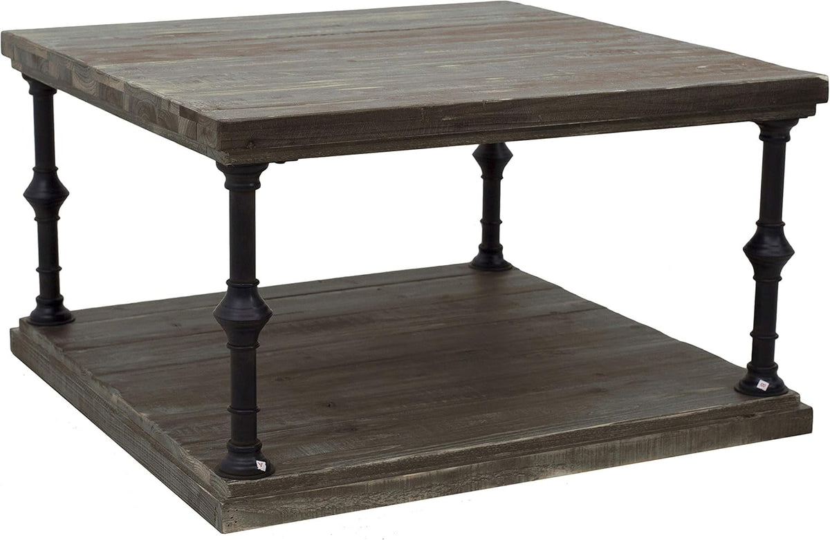 Rustic Open Storage Coffee Table, Grey Pine V185923