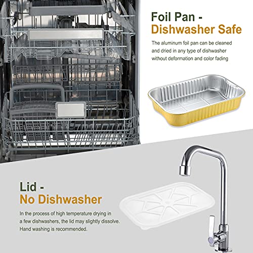 5 Pack Heavy Duty Aluminum Foil Pans with Lids W848431