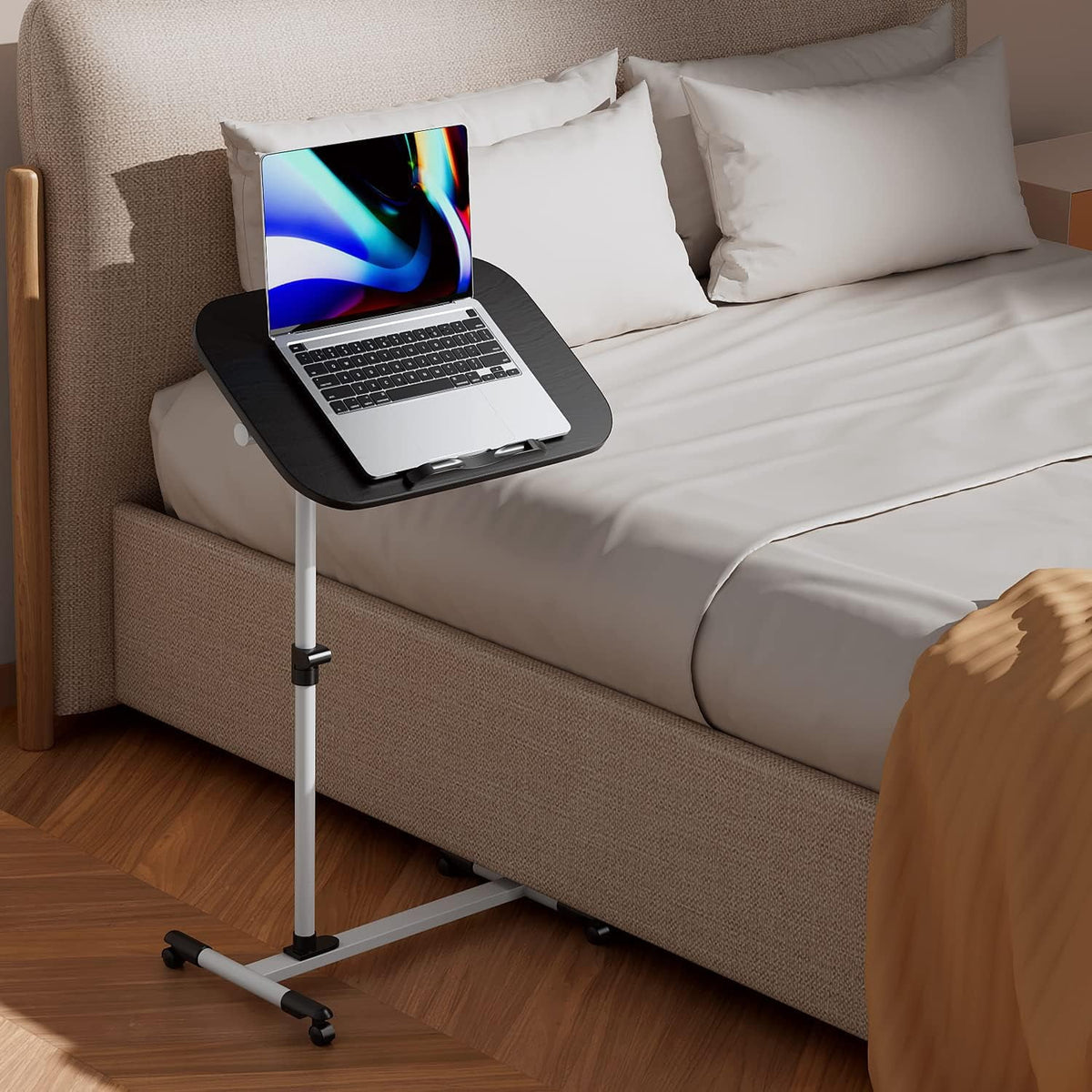 Black Adjustable Height Mobile Laptop Desk with Wheels N512600