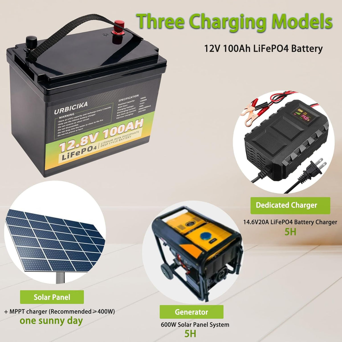 12V 100AH LiFePO4 Lithium Battery 100A BMS I8937