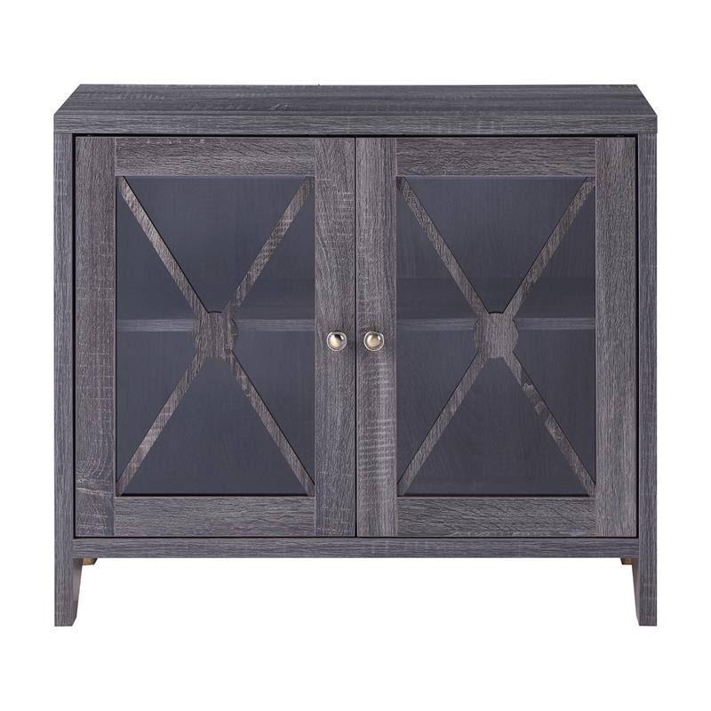 Distressed Gray Wood Accent Storage Cabinet Y71786