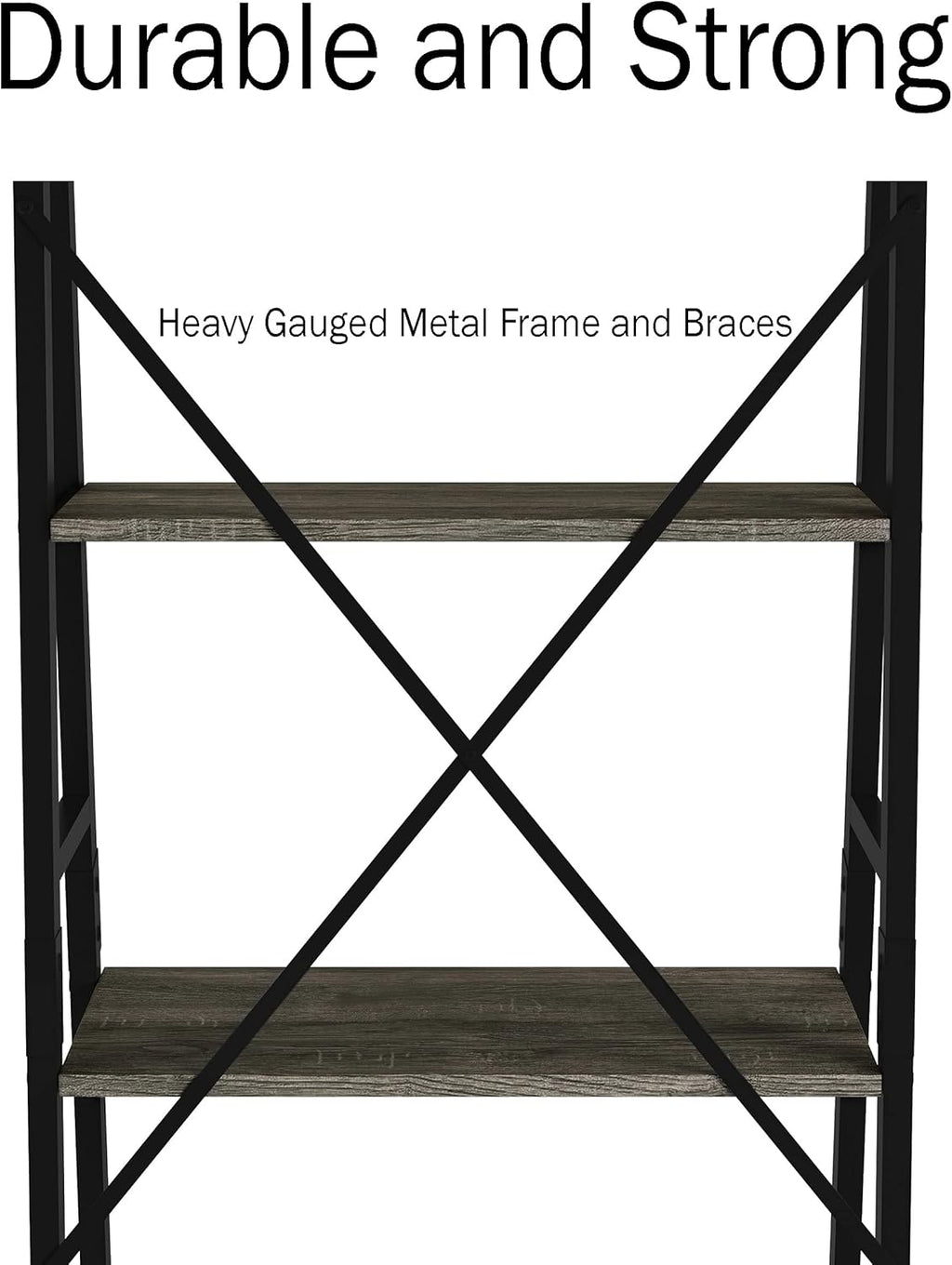 Gray Woodgrain 4-Tier Ladder Bookshelf Z327
