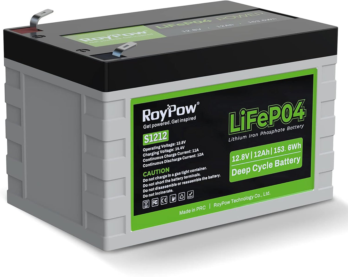 12V 12Ah Deep Cycle LiFePO4 Battery, Pack of 2 V692585