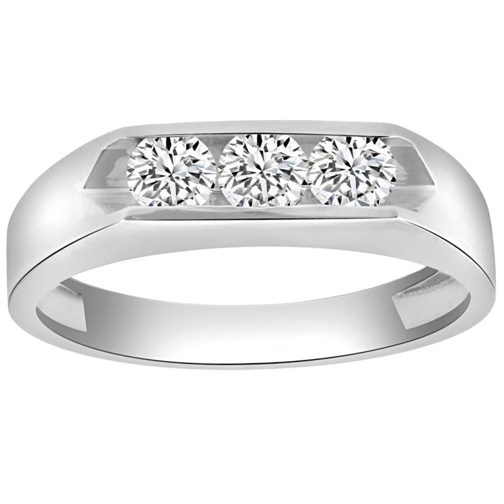 1 Ct Three Stone Diamond Men's Ring Channel Set Band N705015