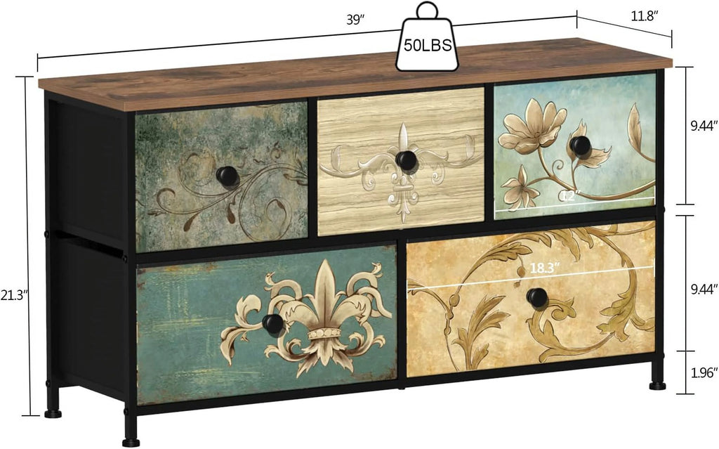Fabric Dresser with 5 Drawers E88397
