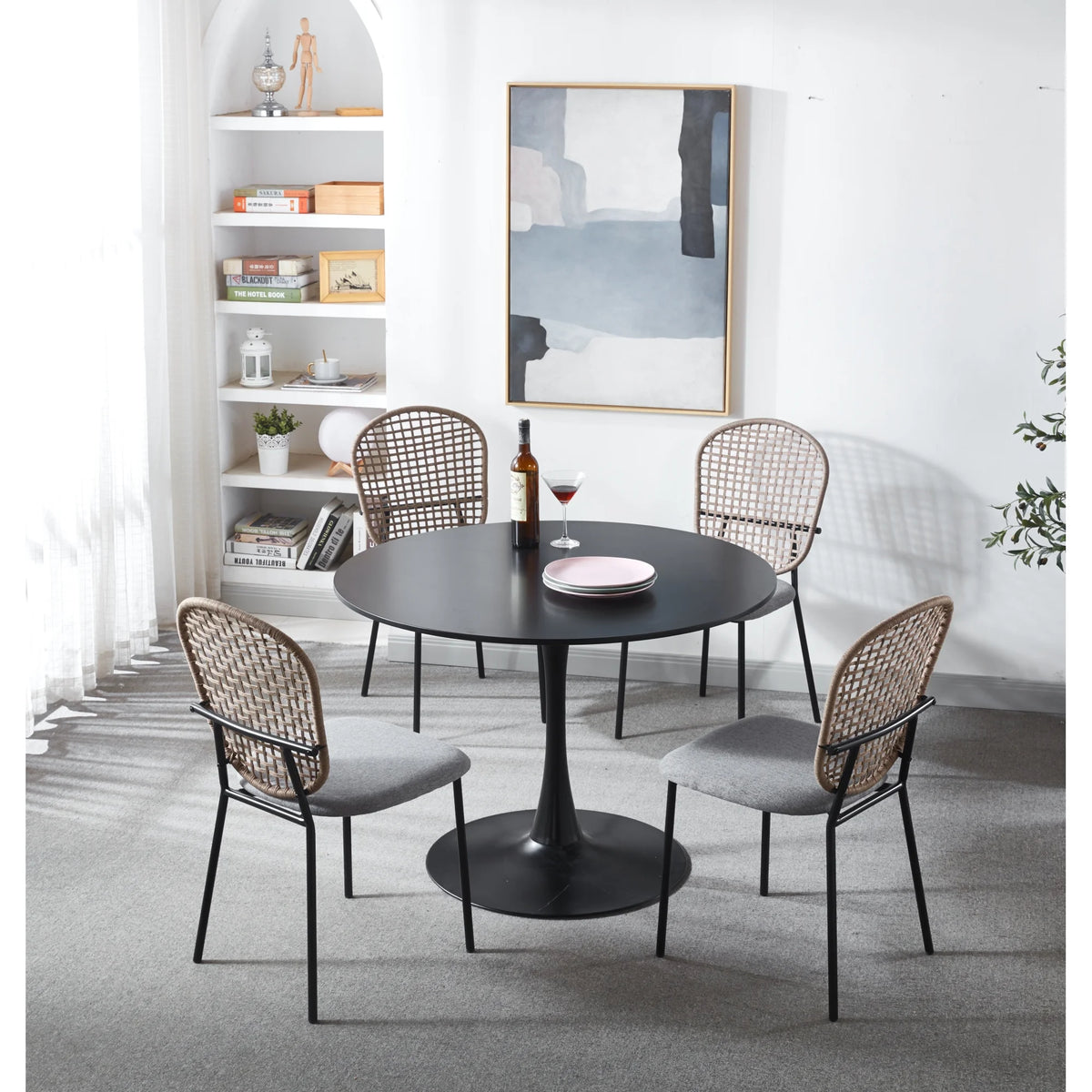 Gray and Black Dining Chairs, Set of 4 T150915
