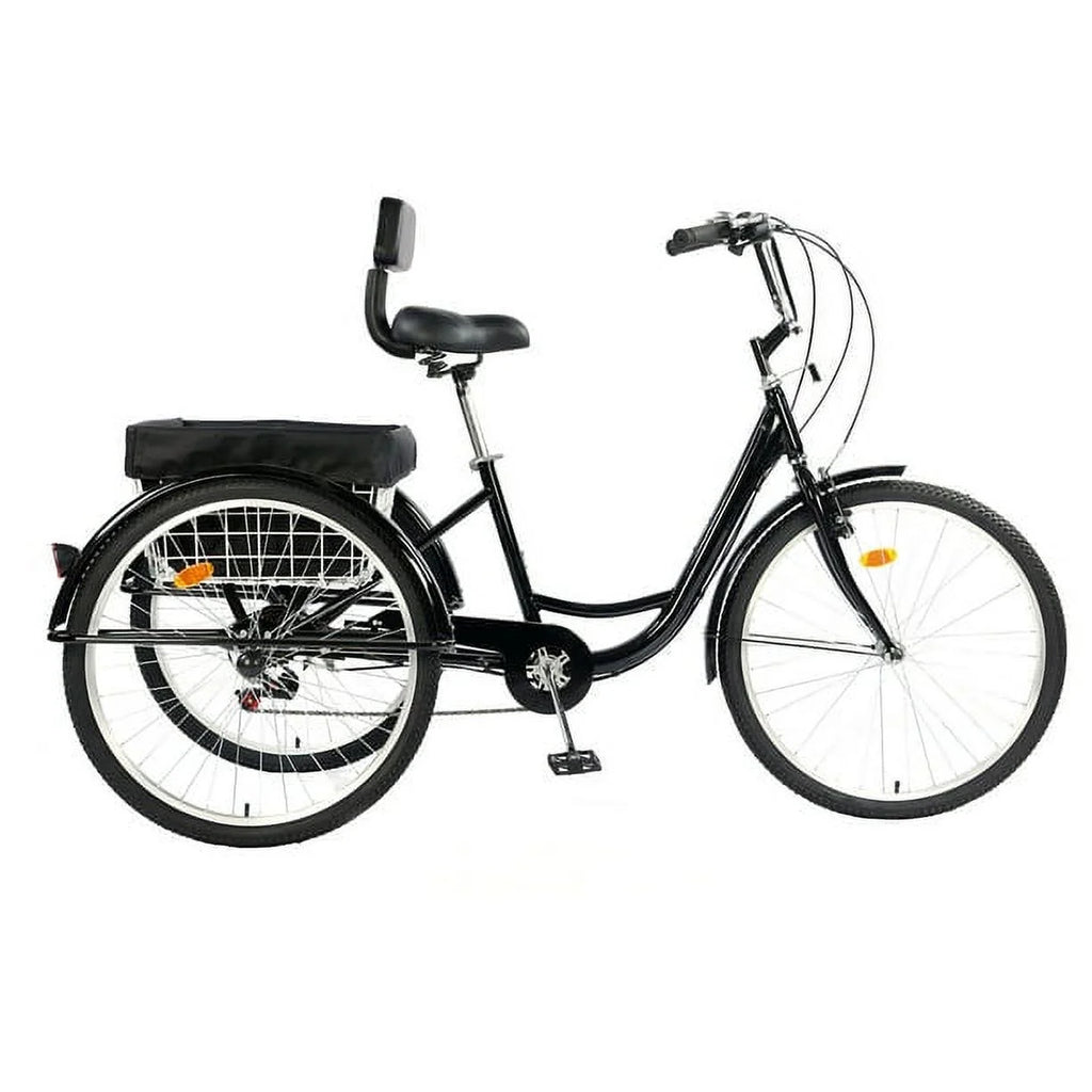 26 Inch 7-Speed 3-Wheel Bike (Black) M145