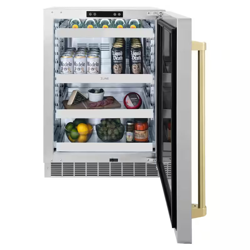 24 in. Single Zone Beverage Fridge with Stainless Door W477