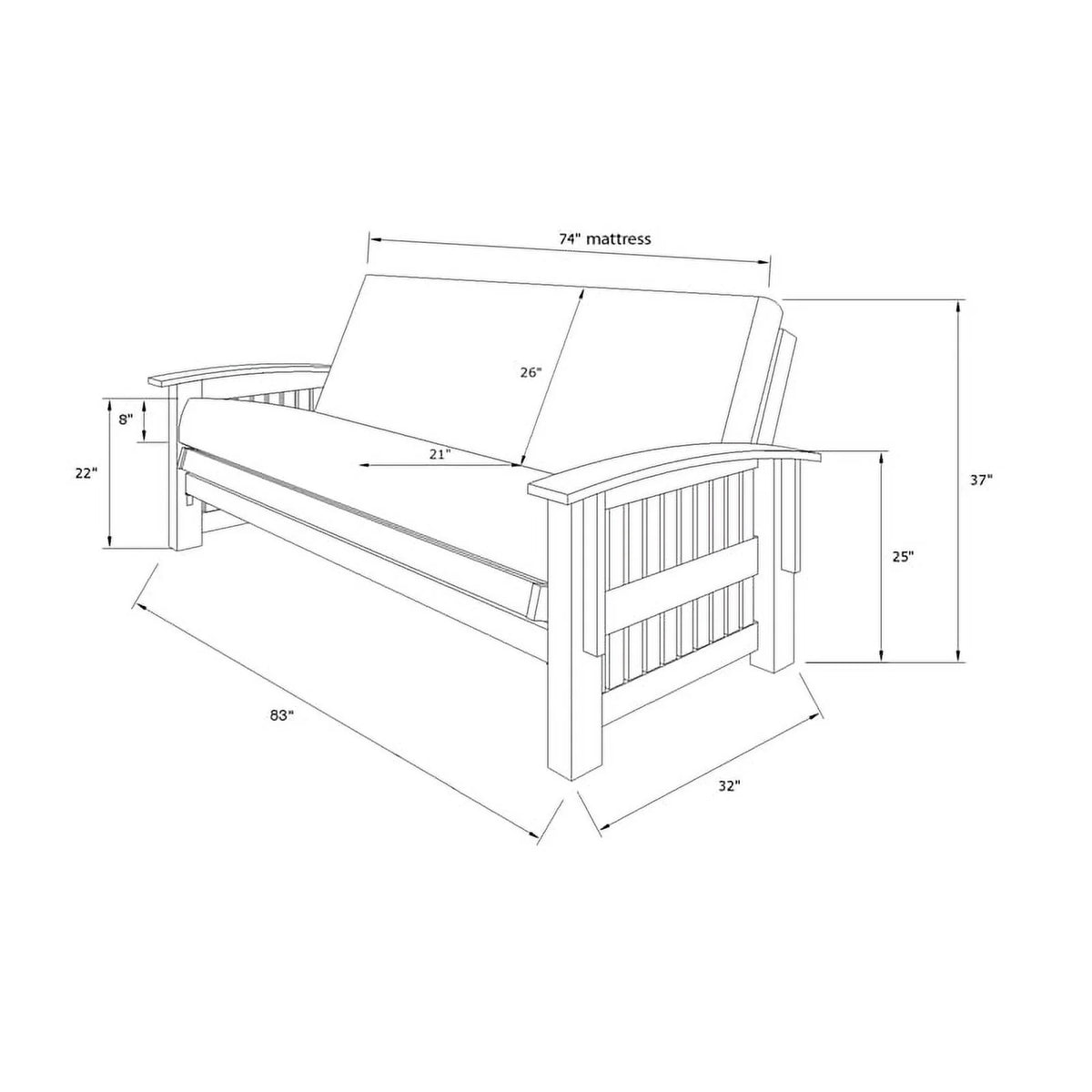 Rustic Walnut Brown Futon with Storage Drawers U6588