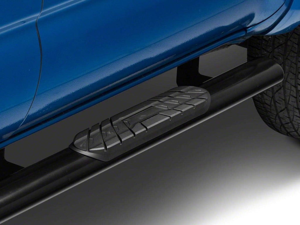 Black 4-Inch Oval Straight End Side Step Bars W78365