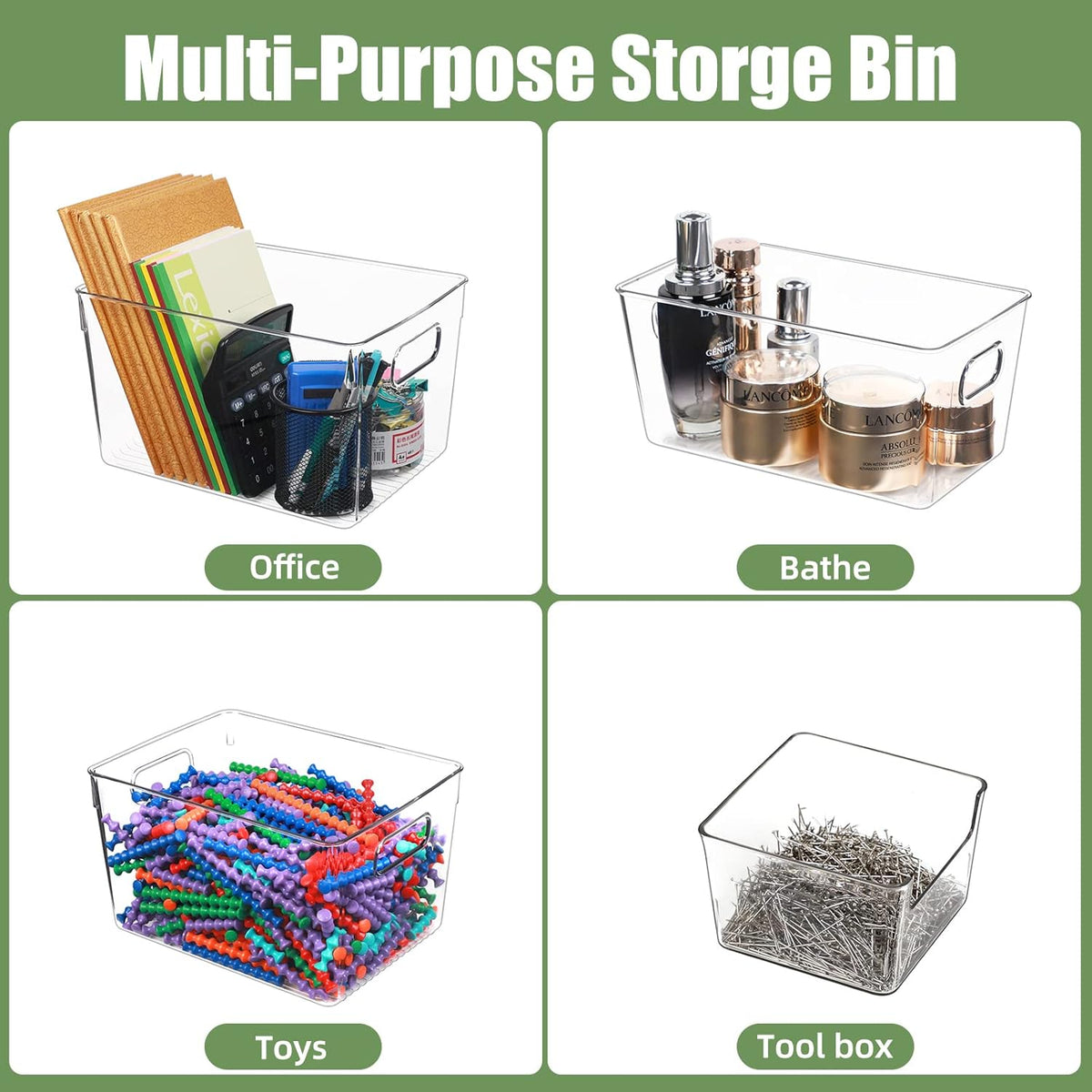 Clear Plastic Fridge Storage Bin, 9 PCS Stackable with Lids D944