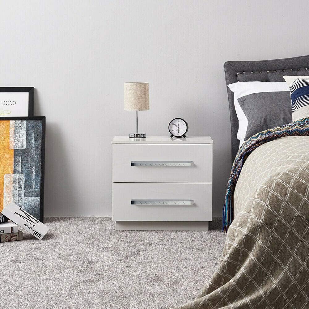 White 2 Drawer LED Nightstand W616514