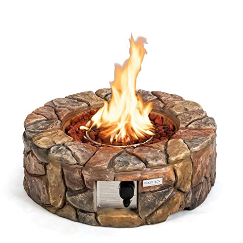 28 Inch Round Propane Gas Fire Pit with Lava Rocks & PVC Cover G703