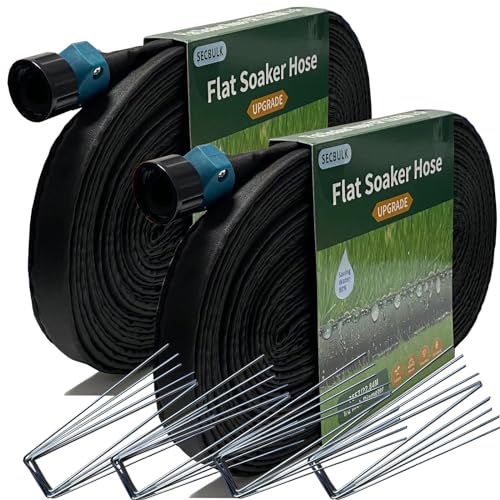 Flat Soaker Hose 100 ft with Stakes I55529