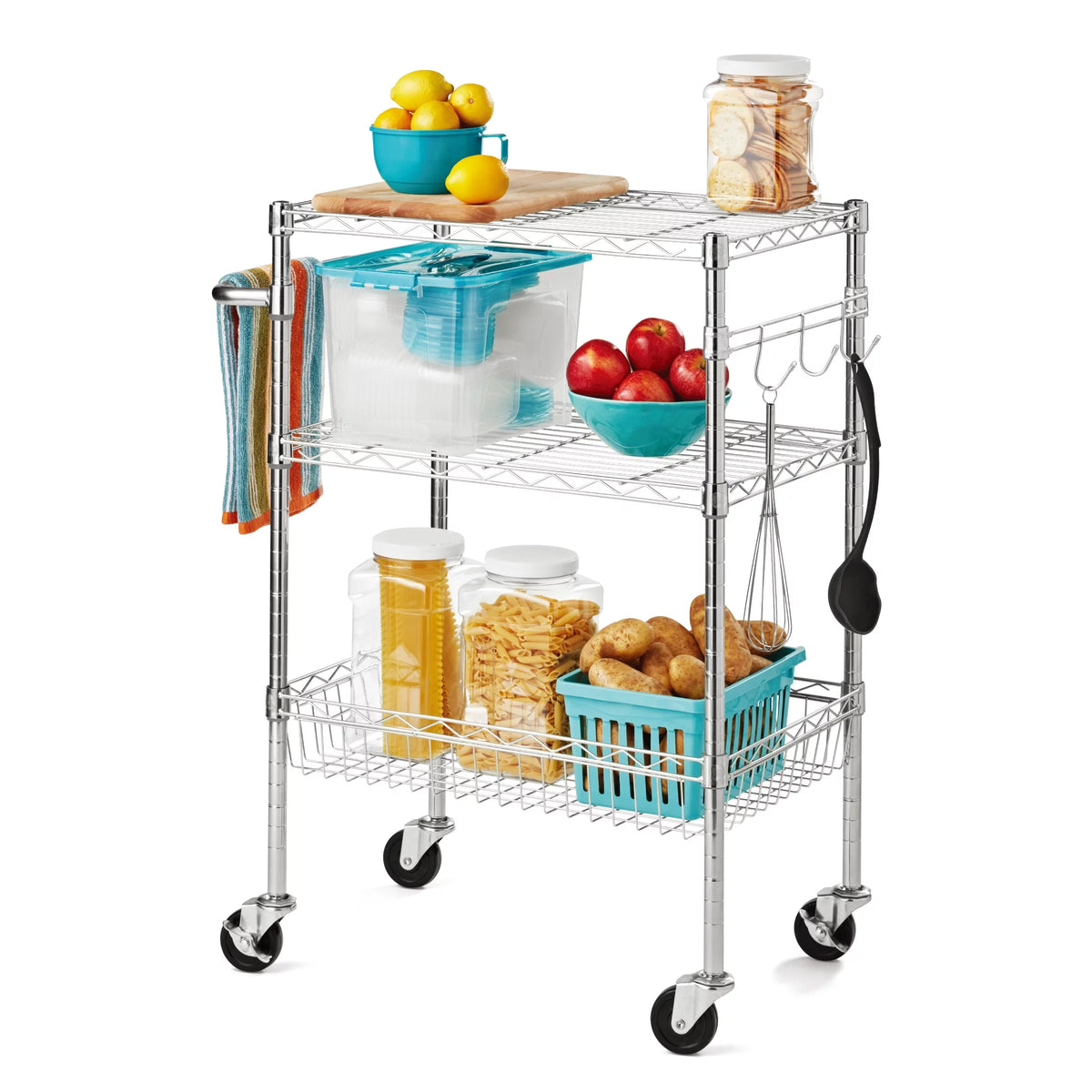 Wire 3-Tier Storage Shelf Unit White E882