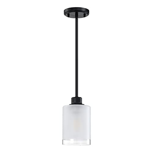 3 Pack 1-Light Industrial Farmhouse Pendant Ceiling Light Frosted Glass Black Finish S5000