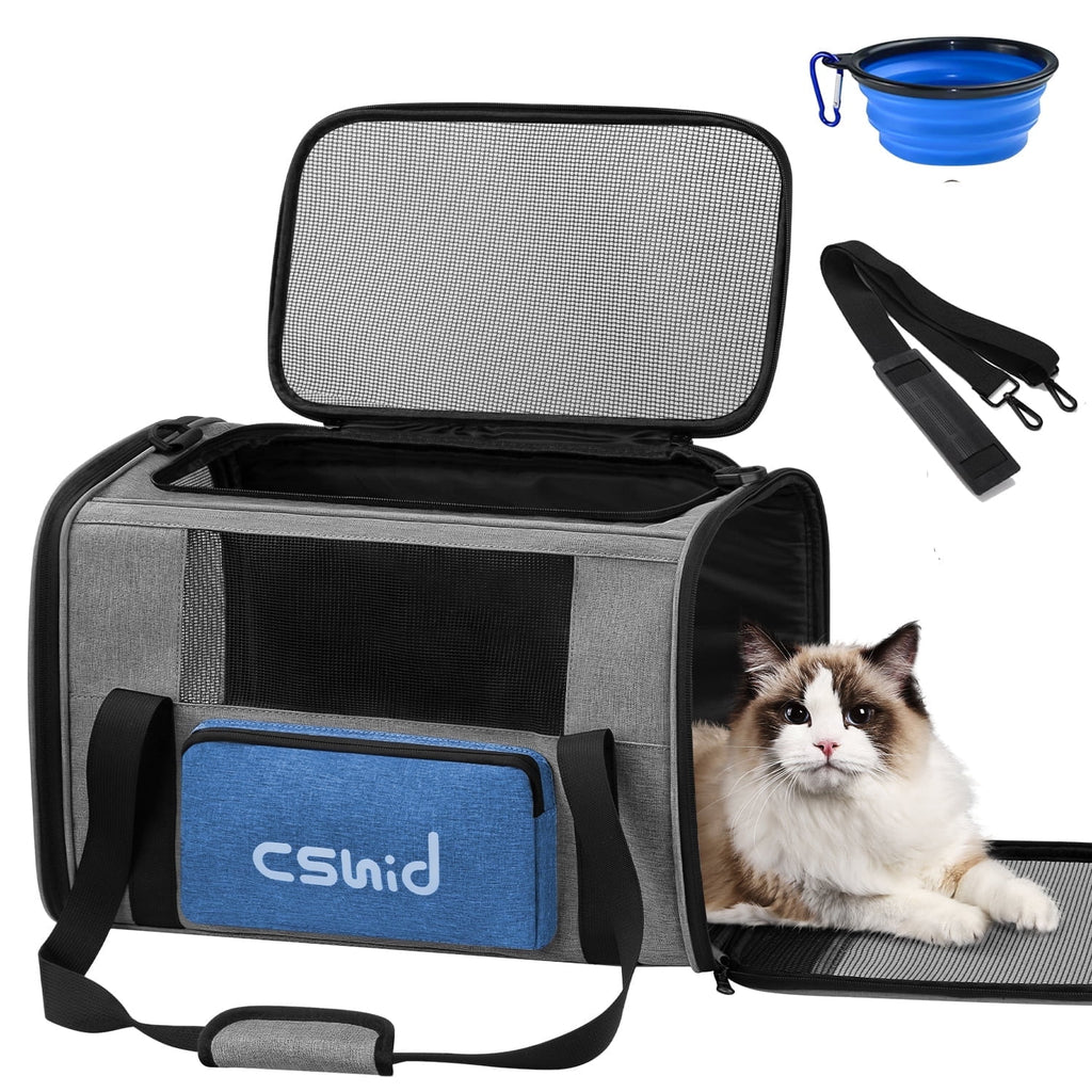 Soft Sided Foldable Pet Carrier with Bowl I3610