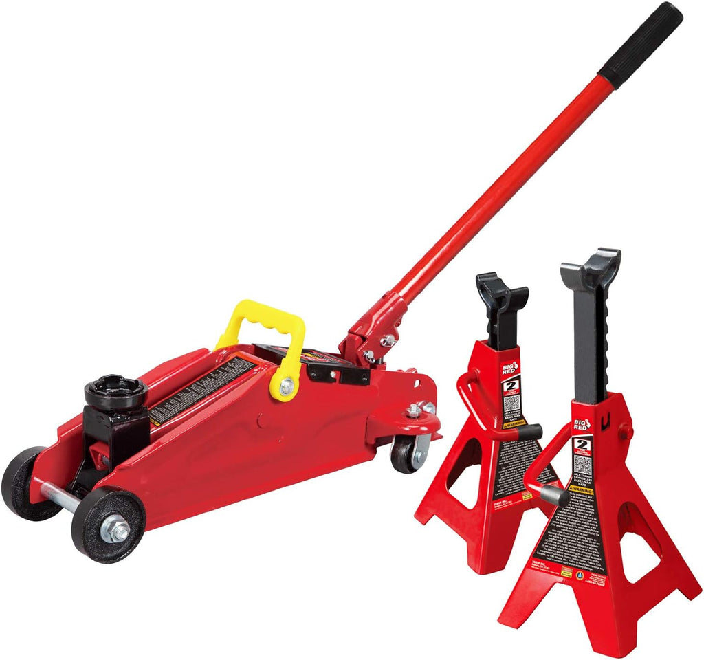 2 Ton Hydraulic Trolley Floor Jack with 2 Jack Stands L696411