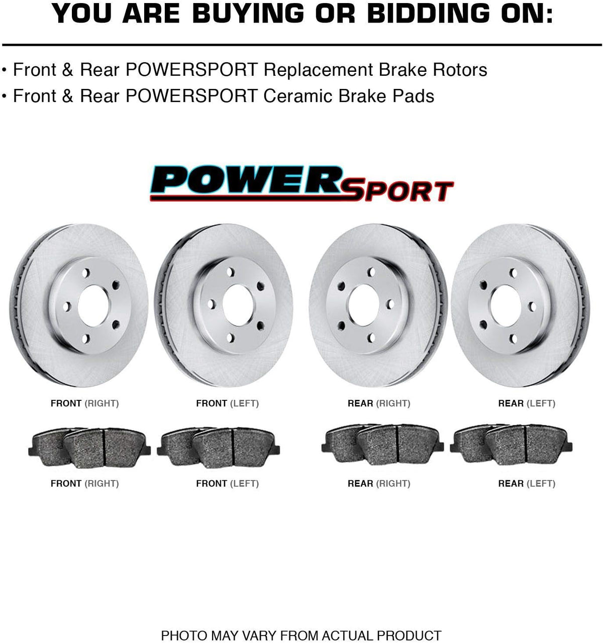 Front Rear Brakes and Rotors Kit Semi Metallic Brake Pads X8174