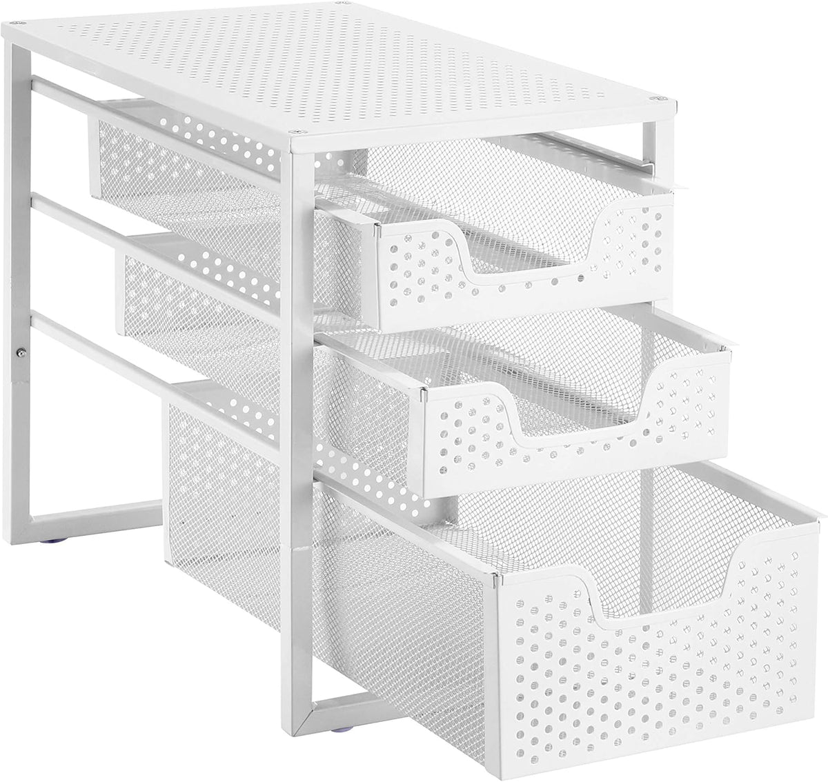 White 3-Tier Under Sink Cabinet Organizer with Sliding Storage Drawer I935