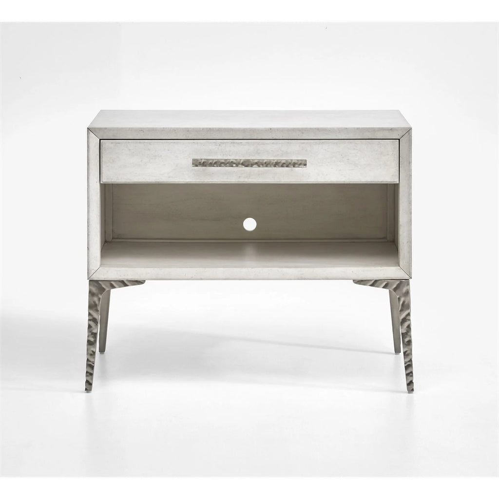 White 1-Drawer Solid Wood Metal Accent Nightstand P57337