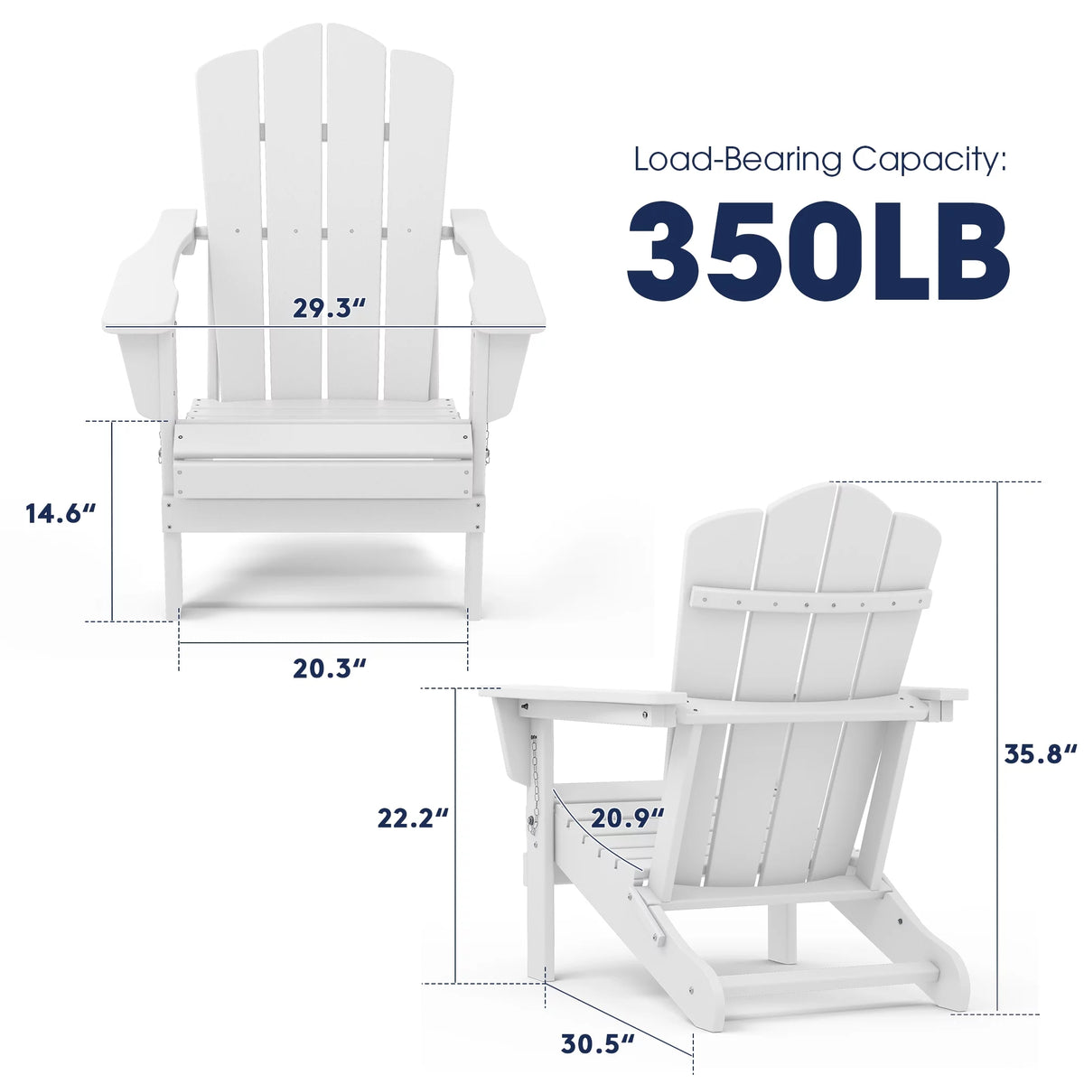 White HDPE Folding Adirondack Chair B9057