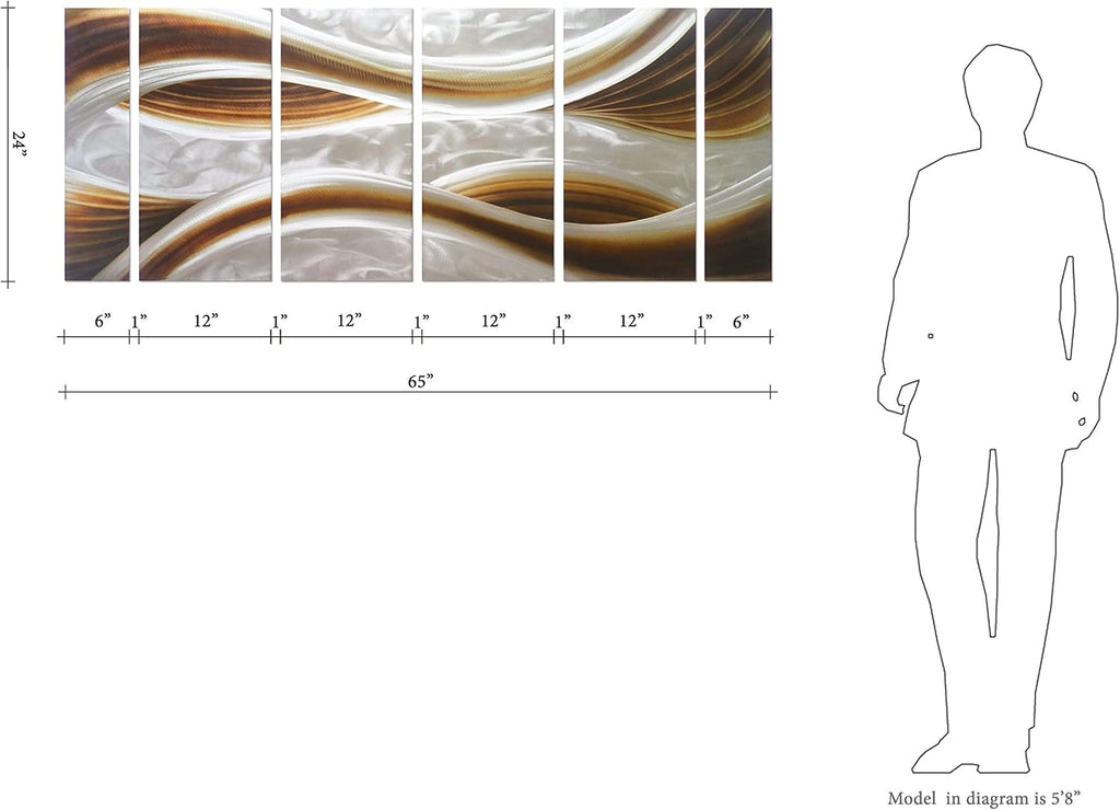 3D Metal Wall Art 6-Panels 24 x 65 M2765