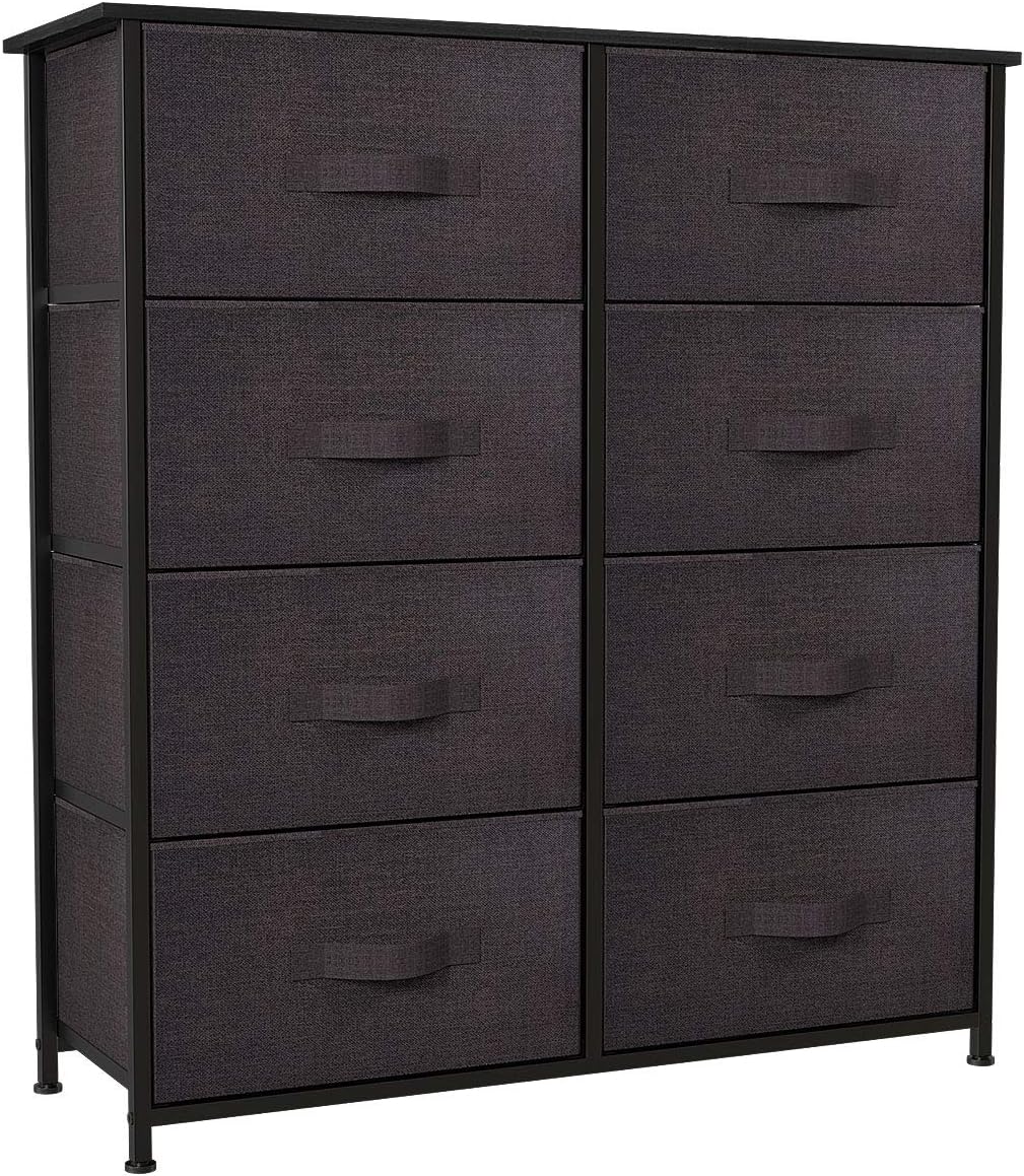 Brown 8 Drawer Fabric Storage Tower with Steel Frame S836437