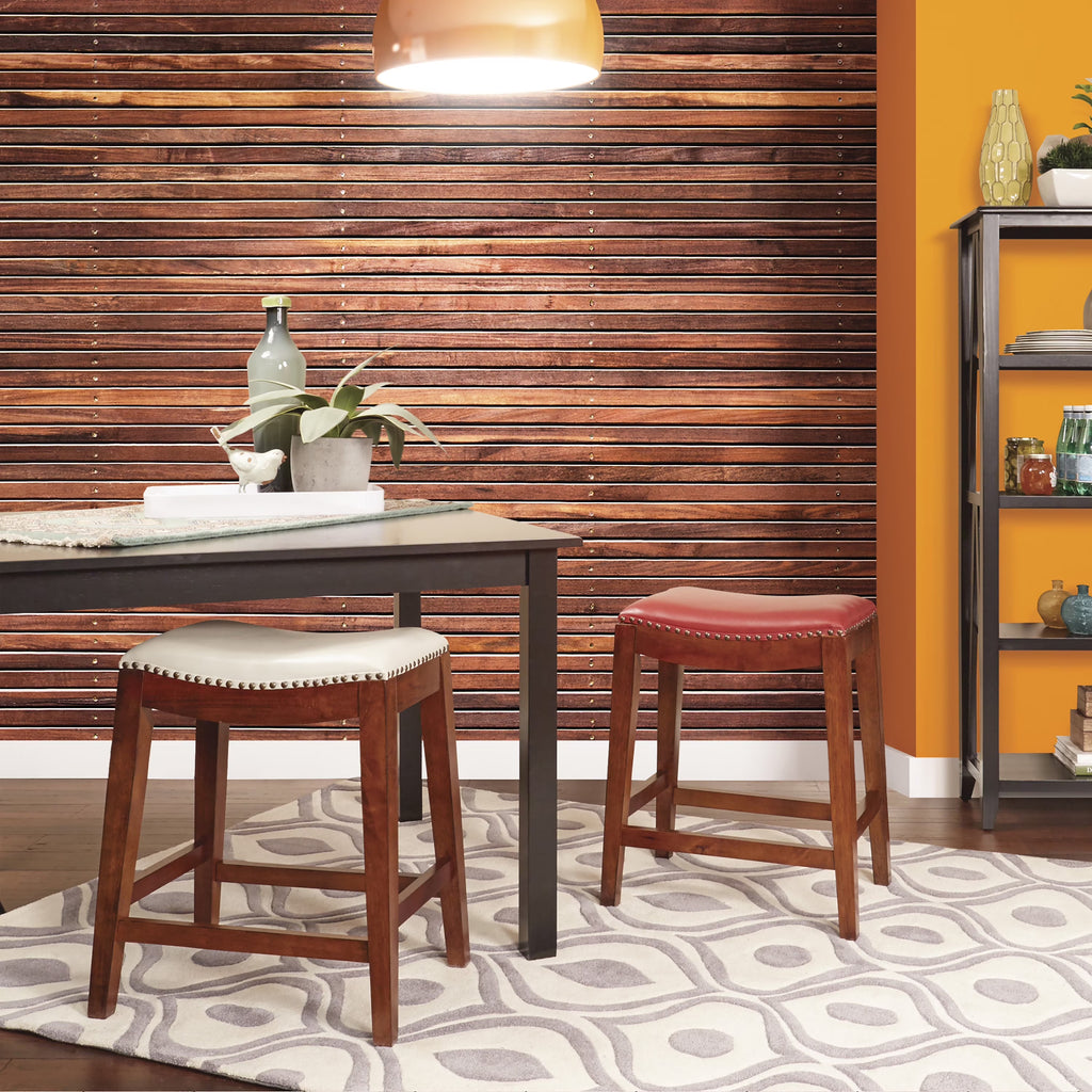 Saddle Stool with Espresso Finish Legs and Molasses Bonded Leather H91134