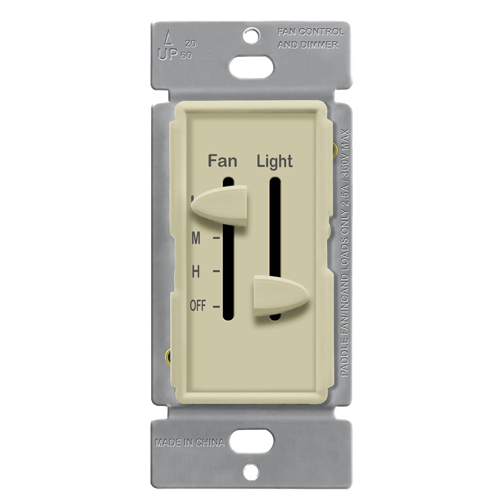 White 2.5A Ceiling Fan Control and LED Dimmer Light Switch W15390