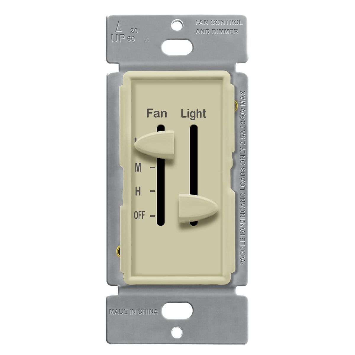 White 2.5A Ceiling Fan Control and LED Dimmer Light Switch W15390