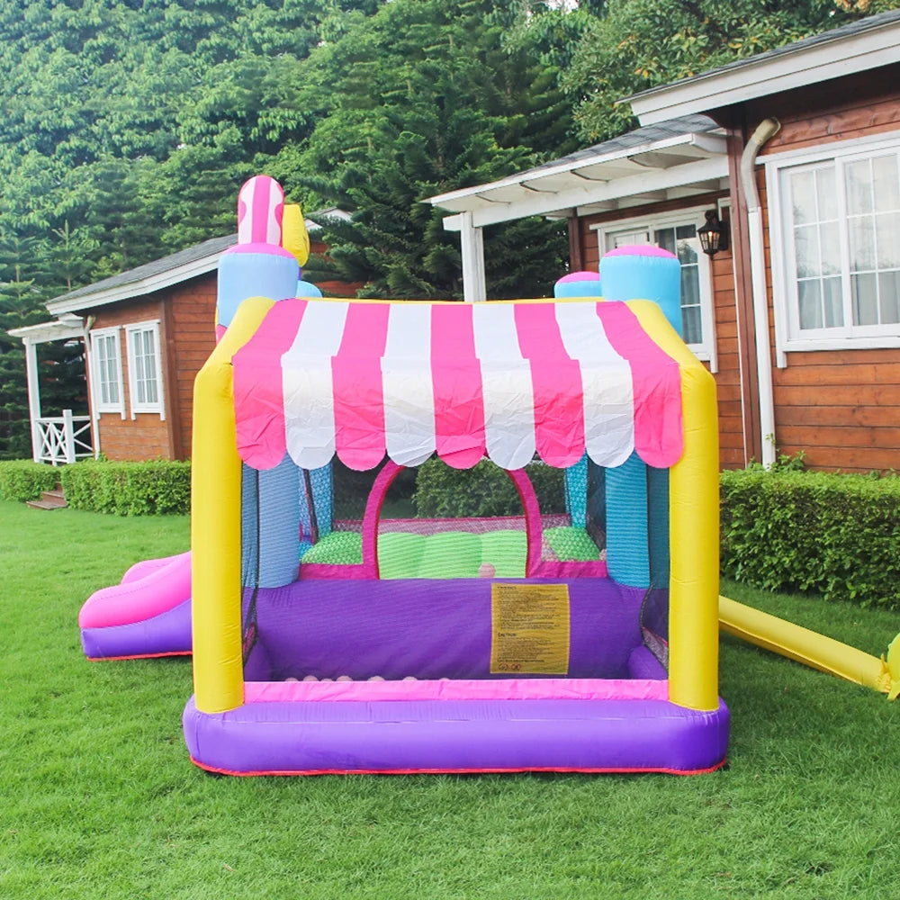 Inflatable Slide Bouncer House with Ball Pool and Storage Bag J2665