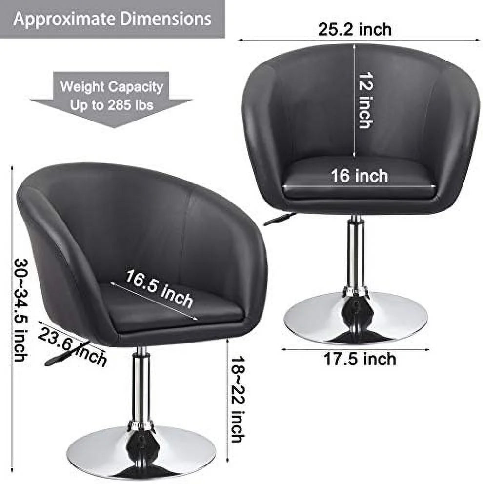 Black Jumbo Size PU Leather Round Swivel Chair A4292