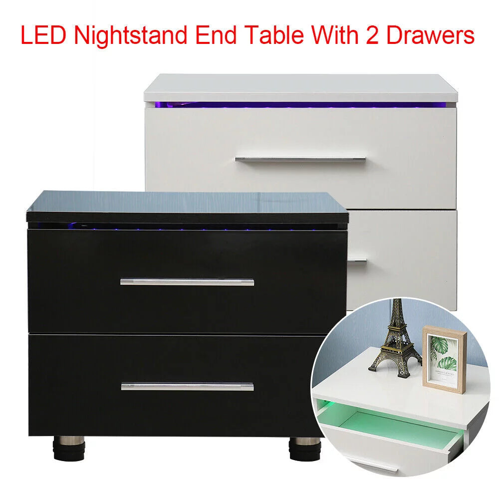High Gloss 2 Drawer Nightstand Q11386