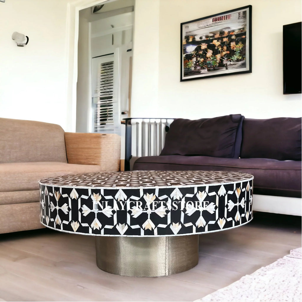 Black Mother of Pearl Round Coffee Table P489010