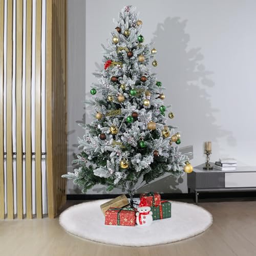 48 Inch White Faux Fur Christmas Tree Skirt D576