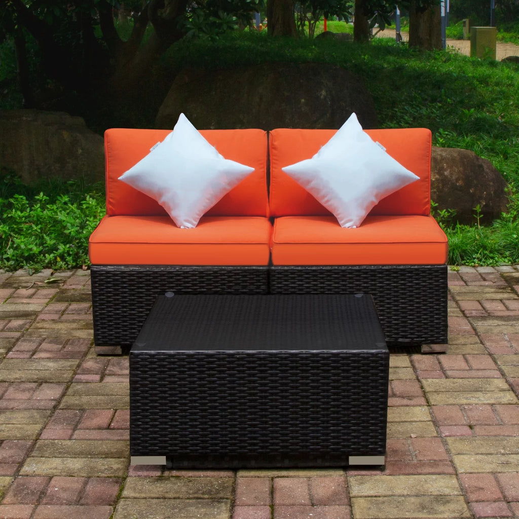 Orange 3 Piece PE Rattan Wicker Sofa Set R352