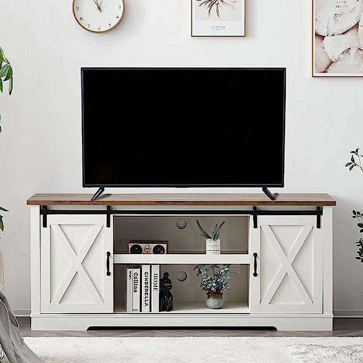 Farmhouse TV Stand for 75 Inches TVs C396